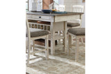 Bolanburg Antique White Counter Height Dining Table, 4 Barstools, Bench and Server -  Ashley - Luna Furniture