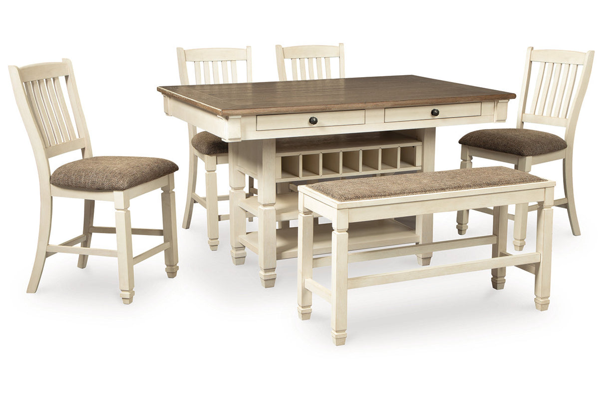 Bolanburg Two-tone Counter Height Dining Table and 4 Barstools and Bench -  Ashley - Luna Furniture