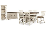 Bolanburg Two-tone Counter Height Table with 6 Barstools, Server and Display Cabinet -  Ashley - Luna Furniture