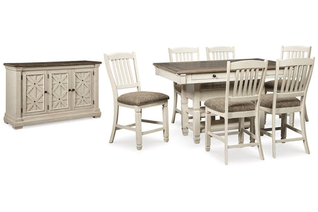 Bolanburg Two-tone Counter Height Dining Table and 6 Barstools with Server -  Ashley - Luna Furniture