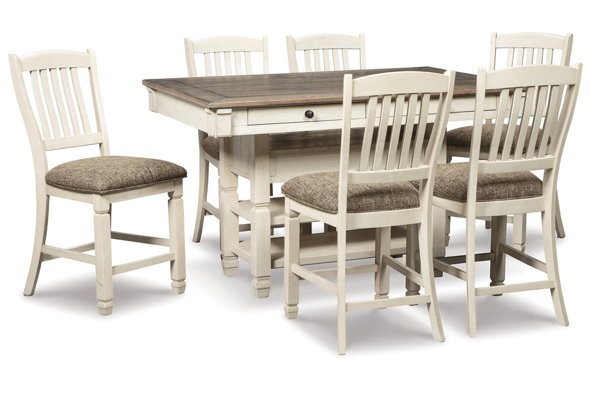 Bolanburg Two-tone Counter Height Dining Table and 6 Barstools with Server -  Ashley - Luna Furniture