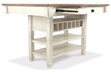 Bolanburg Antique White Counter Height Dining Table, 4 Stools, Bench and 2 Display Cabinets -  Ashley - Luna Furniture