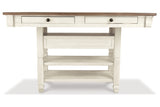 Bolanburg Two-tone Counter Height Table with 6 Barstools, Server and Display Cabinet -  Ashley - Luna Furniture