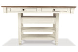 Bolanburg Antique White Counter Height Dining Table, 4 Stools, Bench and 2 Display Cabinets -  Ashley - Luna Furniture