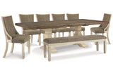 Bolanburg Antique White Dining Table, 6 Chairs and Bench -  Ashley - Luna Furniture