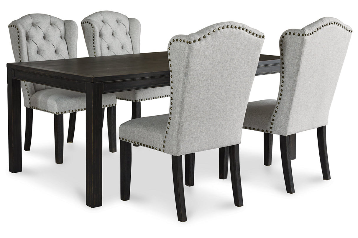 Jeanette Black Dining Table with 4 Chairs -  Ashley - Luna Furniture