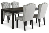 Jeanette Black Dining Table with 4 Chairs -  Ashley - Luna Furniture