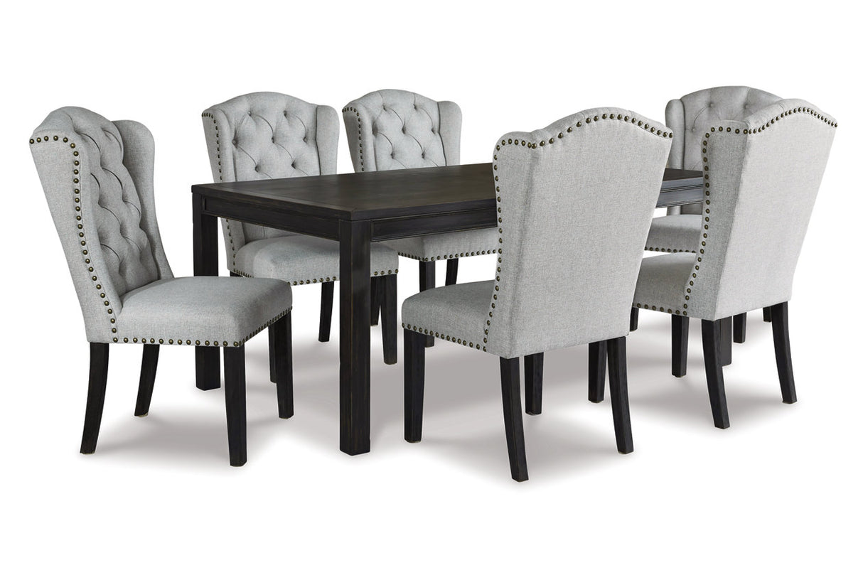 Jeanette Linen Dining Table and 6 Chairs -  Ashley - Luna Furniture