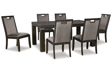 Hyndell Grayish Brown Dining Table and 6 Chairs -  Ashley - Luna Furniture