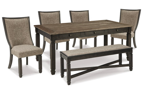Tyler Creek Black/Grayish Brown Dining Table and 4 Chairs with Bench -  Ashley - Luna Furniture