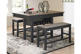 Tyler Creek Black/Grayish Brown Counter Height Dining Table and 4 Barstools with Server -  Ashley - Luna Furniture