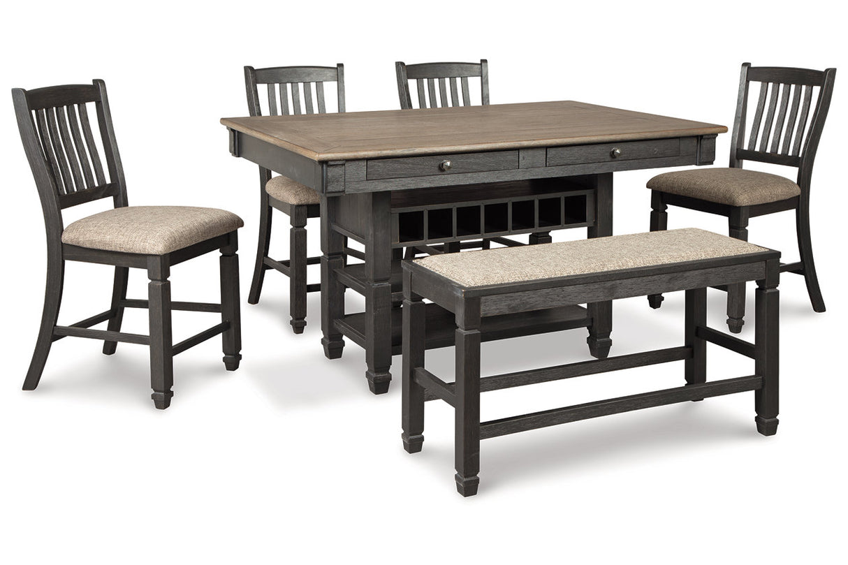 Tyler Creek Black/Gray Counter Height Dining Table and 4 Barstools and Bench -  Ashley - Luna Furniture