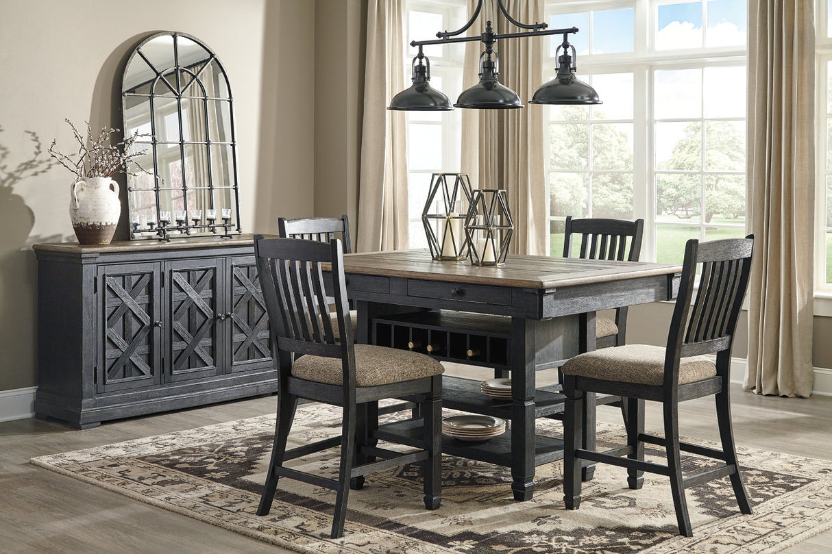 Tyler Creek Black/Grayish Brown Counter Height Dining Table and 4 Barstools with Server -  Ashley - Luna Furniture