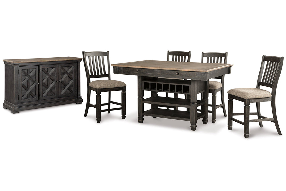 Tyler Creek Black/Grayish Brown Counter Height Dining Table and 4 Barstools with Server -  Ashley - Luna Furniture