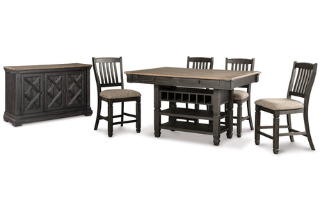 Tyler Creek Black/Grayish Brown Counter Height Dining Table and 4 Barstools with Server -  Ashley - Luna Furniture