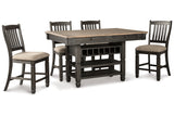 Tyler Creek Black/Grayish Brown Counter Height Dining Table and 4 Barstools with Server -  Ashley - Luna Furniture