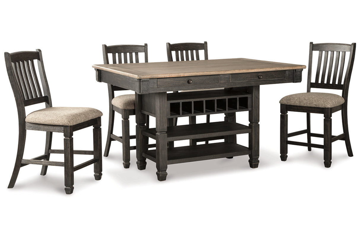 Tyler Creek Black/Gray Counter Height Dining Table with 4 Barstools -  Ashley - Luna Furniture