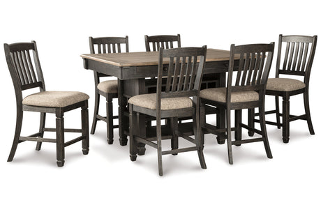 Tyler Creek Black/Gray Counter Height Dining Table and 6 Barstools -  Ashley - Luna Furniture