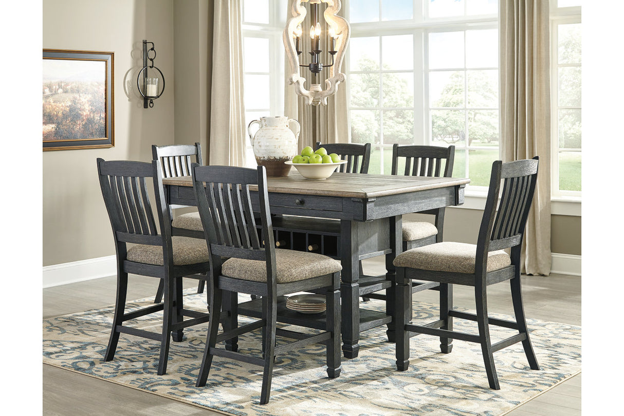 Tyler Creek Black/Gray Counter Height Dining Table and 6 Barstools -  Ashley - Luna Furniture