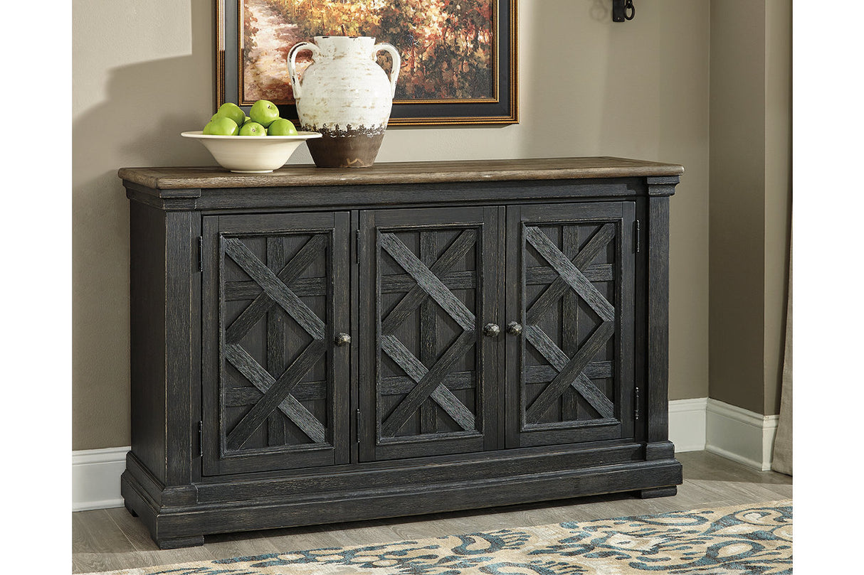 Tyler Creek Black/Grayish Brown Counter Height Table with 4 Barstools, Server and Display Cabinet -  Ashley - Luna Furniture