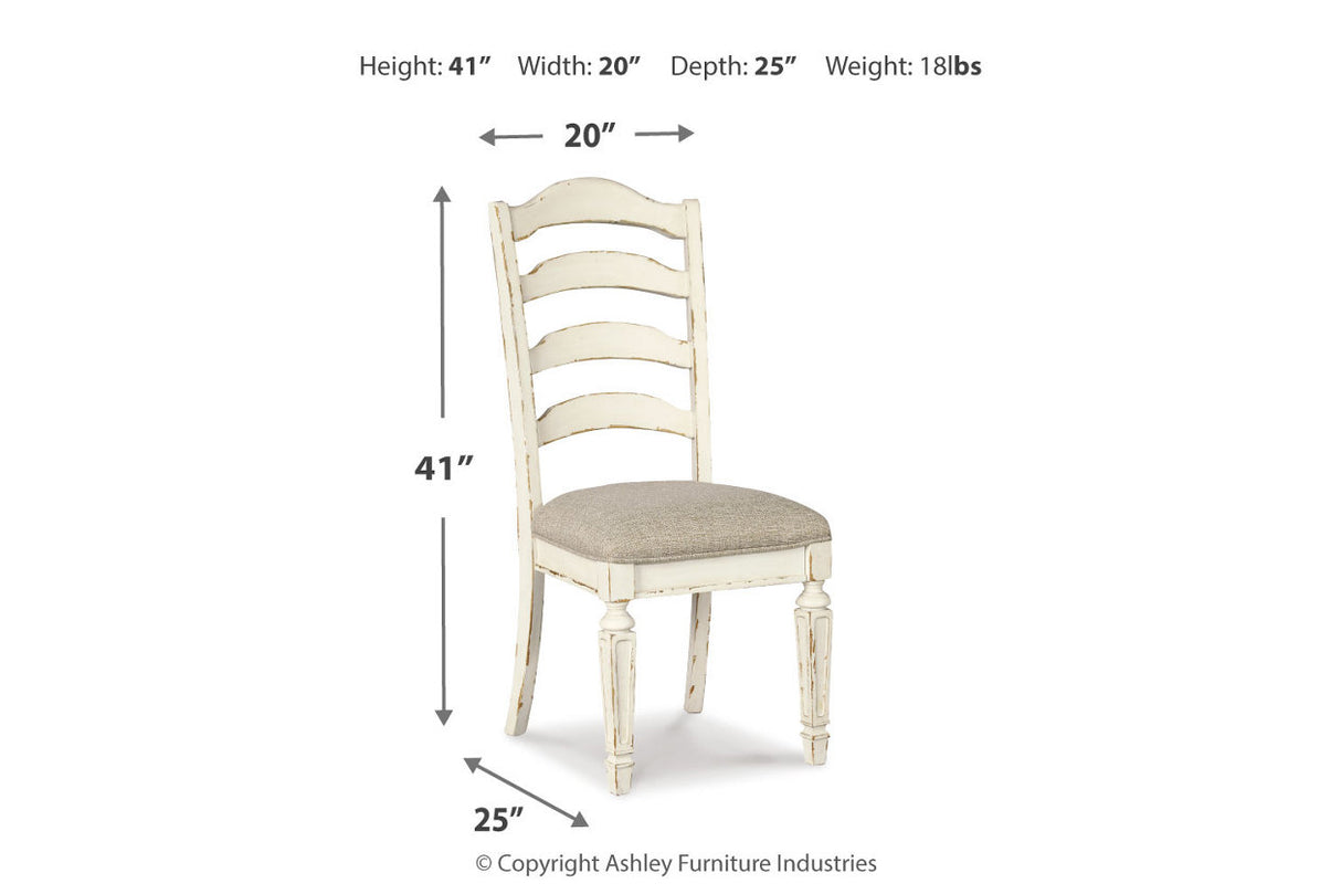 Realyn Chipped White Dining Table and 4 Chairs -  Ashley - Luna Furniture