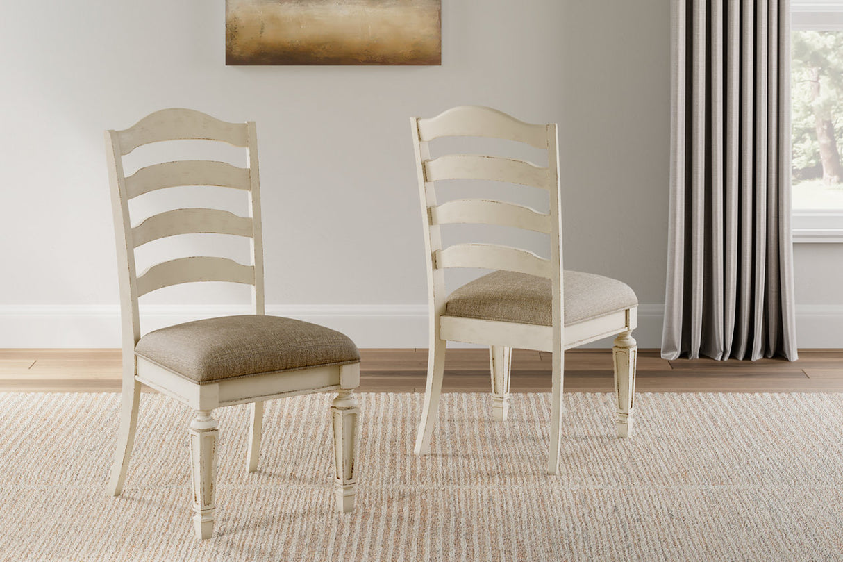 Realyn Chipped White Dining Table and 4 Chairs -  Ashley - Luna Furniture