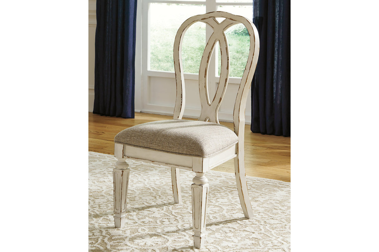 Realyn Chipped White Dining Table and 6 Chairs -  Ashley - Luna Furniture