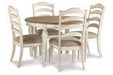 Realyn Chipped White Dining Table and 4 Chairs -  Ashley - Luna Furniture