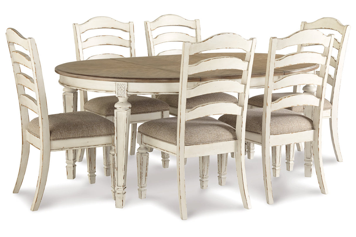 Realyn Chipped White Dining Table and 6 Chairs -  Ashley - Luna Furniture