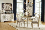 Realyn Chipped White Dining Table and 4 Chairs -  Ashley - Luna Furniture