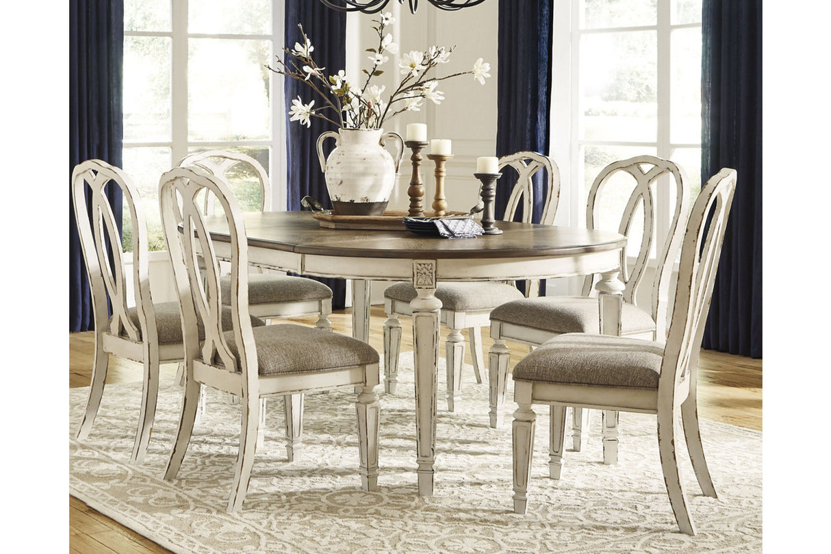 Realyn Chipped White Dining Table and 6 Chairs -  Ashley - Luna Furniture