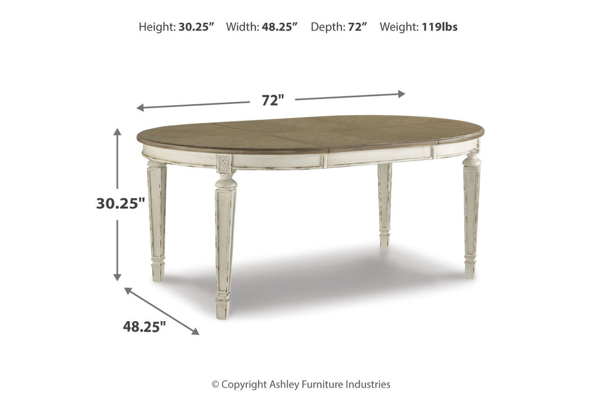 Realyn Chipped White Dining Table and 8 Chairs -  Ashley - Luna Furniture