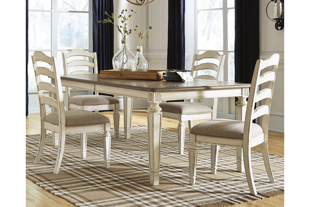 Realyn Chipped White Dining Table and 8 Chairs -  Ashley - Luna Furniture