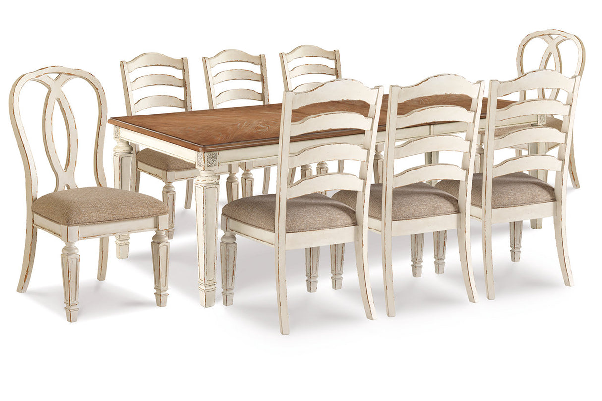 Realyn Chipped White Dining Table with 8 Chairs -  Ashley - Luna Furniture