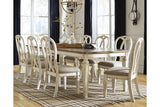 Realyn Chipped White Dining Extension Table and 8 Chairs -  Ashley - Luna Furniture