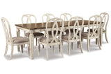 Realyn Chipped White Dining Extension Table and 8 Chairs -  Ashley - Luna Furniture