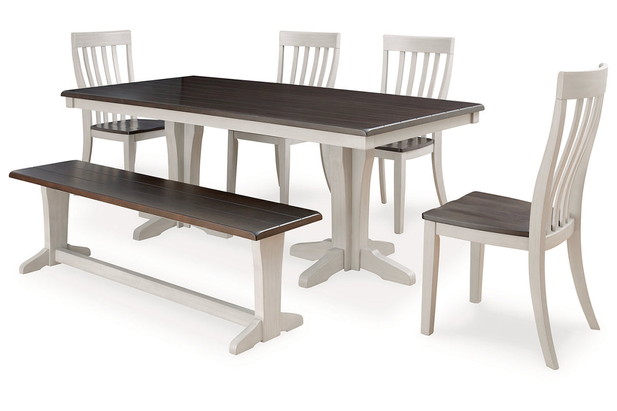 Darborn Gray/Brown Dining Table, 4 Chairs and Bench -  Ashley - Luna Furniture