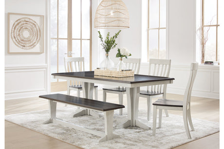 Darborn Gray/Brown Dining Table, 4 Chairs and Bench -  Ashley - Luna Furniture