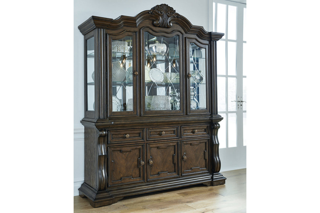 Maylee Dark Brown Dining Buffet and Hutch from Ashley - Luna Furniture