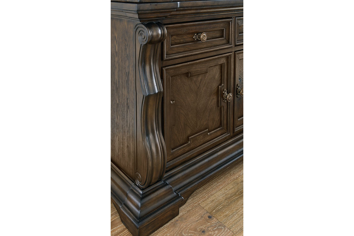 Maylee Dark Brown Dining Buffet and Hutch from Ashley - Luna Furniture