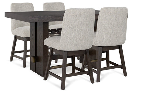 Burkhaus Dark Brown Counter Height Dining Table and 4 Barstools -  Ashley - Luna Furniture