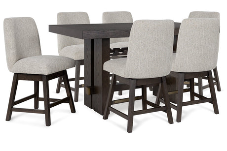 Burkhaus Dark Brown Counter Height Dining Table and 6 Barstools -  Ashley - Luna Furniture