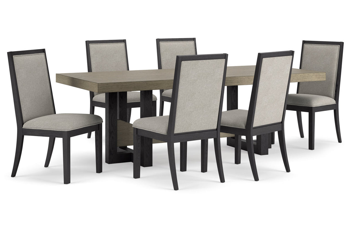 Foyland Black/Brown Dining Table and 6 Chairs -  Ashley - Luna Furniture