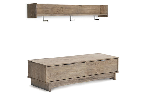 Oliah Natural Bench with Coat Rack from Ashley - Luna Furniture