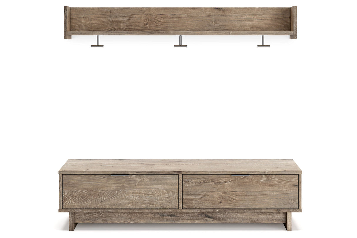 Oliah Natural Bench with Coat Rack from Ashley - Luna Furniture