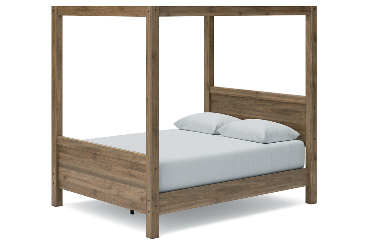 Aprilyn Honey Queen Platform Canopy Bed from Ashley - Luna Furniture