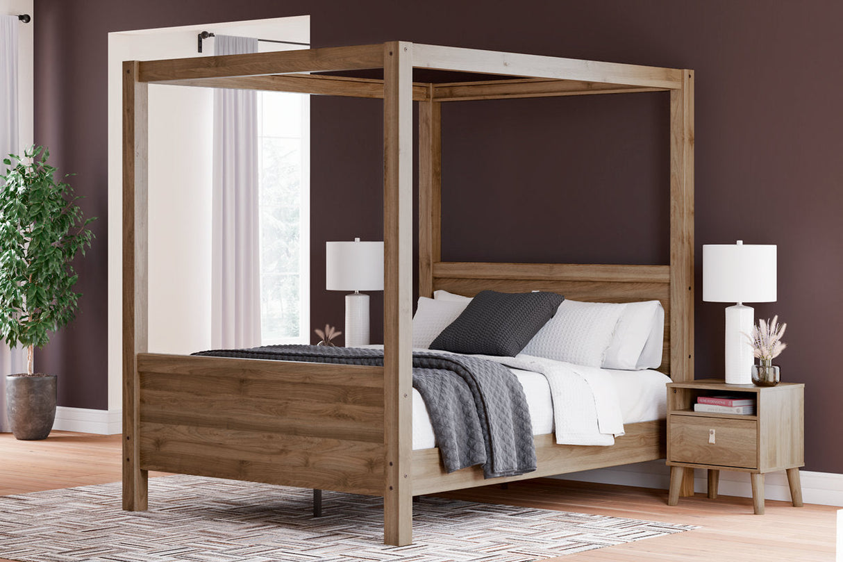 Aprilyn Honey Queen Platform Canopy Bed from Ashley - Luna Furniture