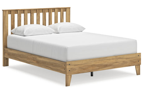 Bermacy Light Brown Queen Platform Panel Bed -  Ashley - Luna Furniture