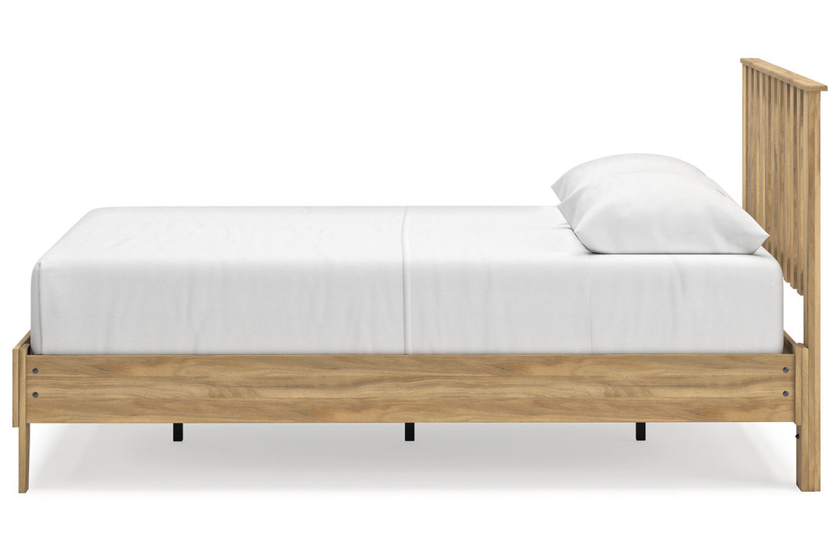 Bermacy Light Brown Queen Platform Panel Bed from Ashley - Luna Furniture