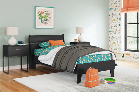 Socalle Black Twin Panel Platform Bed -  Ashley - Luna Furniture